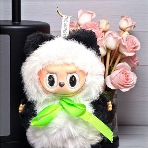 Cute Panda Plush with Green Bow